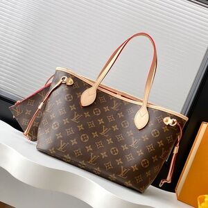 Louis Vuitton Monogram Tote with Natural Vachetta and Red Trim